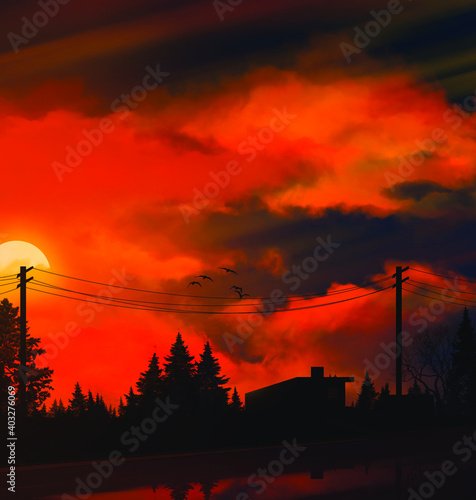 sunset in the city