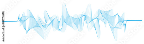 abstract vector blue wave melody lines on white background	
