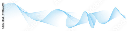 abstract vector blue wave melody lines on white background	
