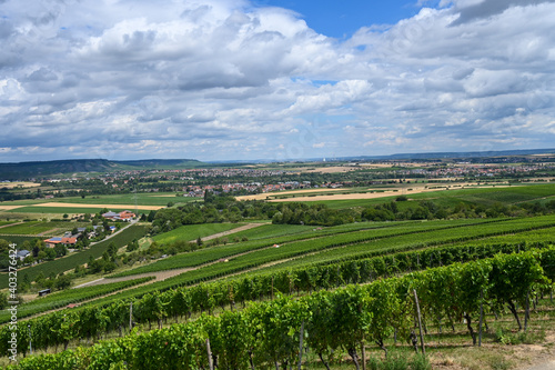 Dark clouds over a vineyard landscape near the village of Cleebronn, Germany.