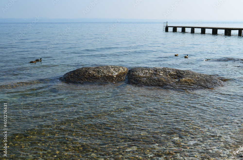 Scenic view of the clear water of Lake Garda.