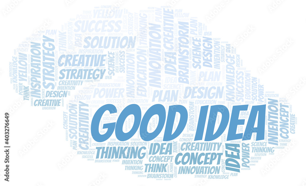 Good Idea typography word cloud create with the text only. Good Idea typography word cloud create with the text only.