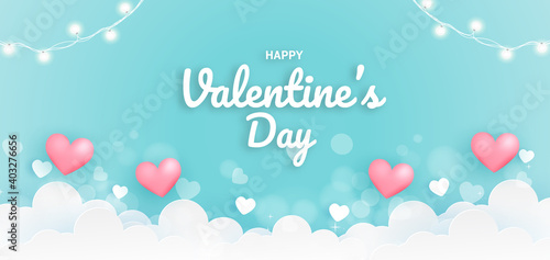 Happy Valentine's Day Poster or banner with a hearts.
