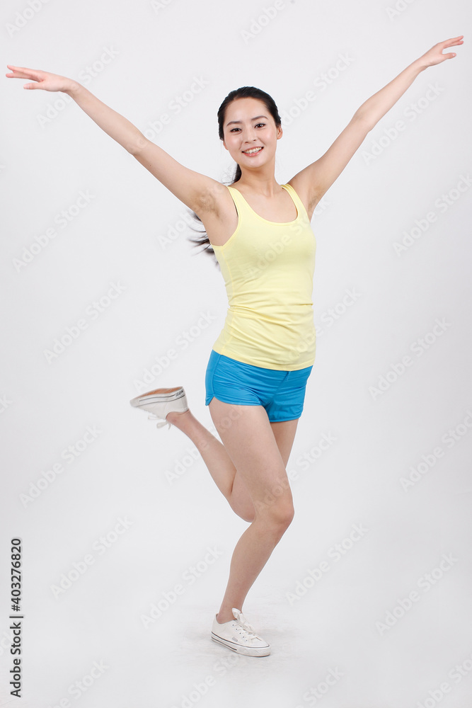 A young beauty lady portrait wearing tracksuit 