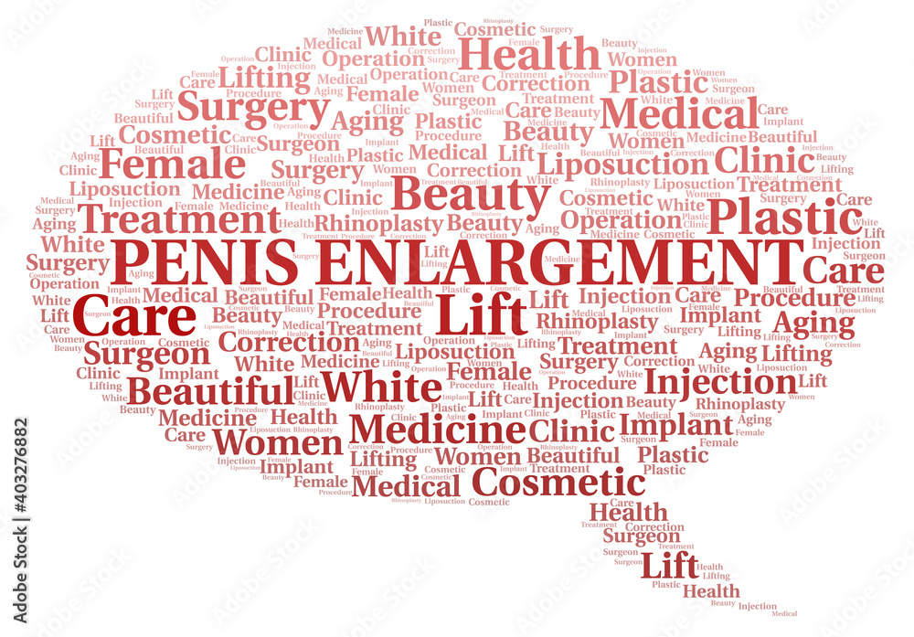 Penis Enlargement typography word cloud create with the text only. Type of plastic surgery Penis Enlargement typography word cloud create with the text only. Type of plastic surgery