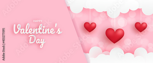 Happy Valentine's Day Poster or banner with a hearts.