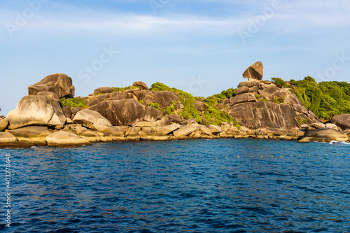 Granite rocks and tropical foliage in Thailand's Similan Islands