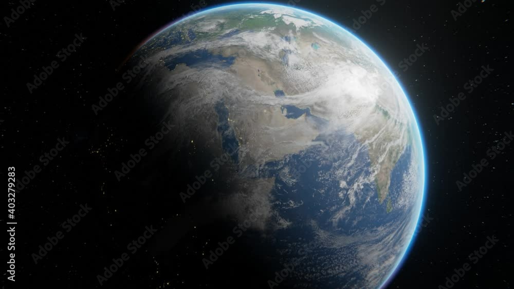 Leaving the Earth planet view from space in 4k. Tracking out shot of the Earth flying trough the space with stars Leaving the Earth planet view from space in 4k. Tracking out shot of the Earth flying trough the space with stars