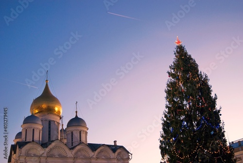 Archangels church of Moscow Kremlin. Color photo
