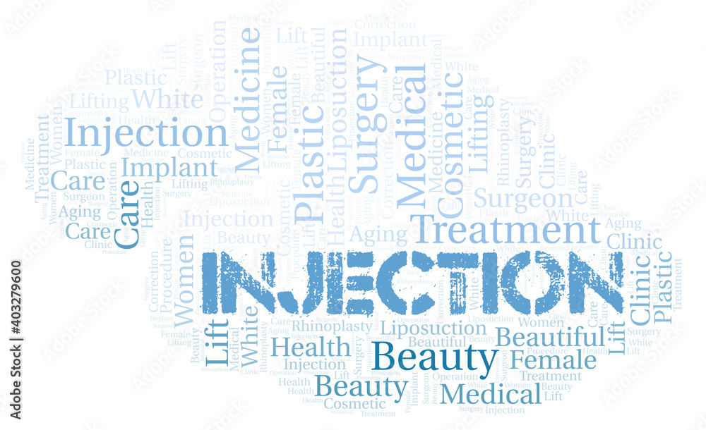 Fototapeta premium Injection typography word cloud create with the text only.