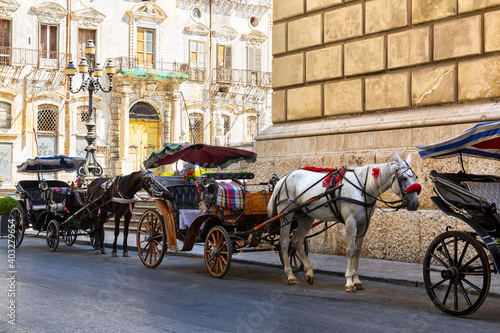 Sicilian cart in Via Maqueda in the historic center of Palermo