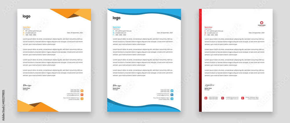 Business style letterhead template design for project with standard sizes. Business style letterhead template design for project with standard sizes.