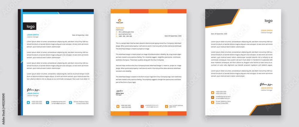 Business style letterhead template design for project with standard sizes. Business style letterhead template design for project with standard sizes.