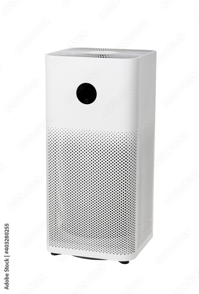 Obraz premium Air purifier with three-layer activated carbon hepa filter for removing formaldehyde, PM2.5, odors, dust, isolated on white background with clipping path
