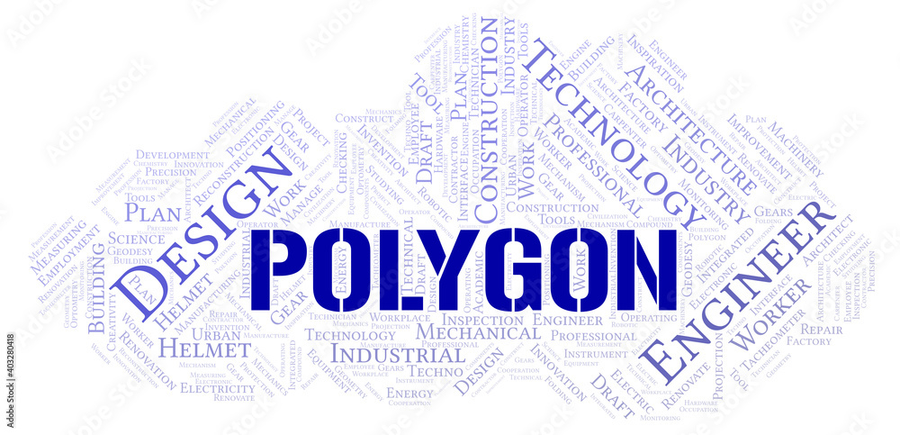 Polygon typography word cloud create with the text only