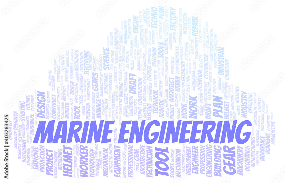 Obraz premium Marine Engineering typography word cloud create with the text only