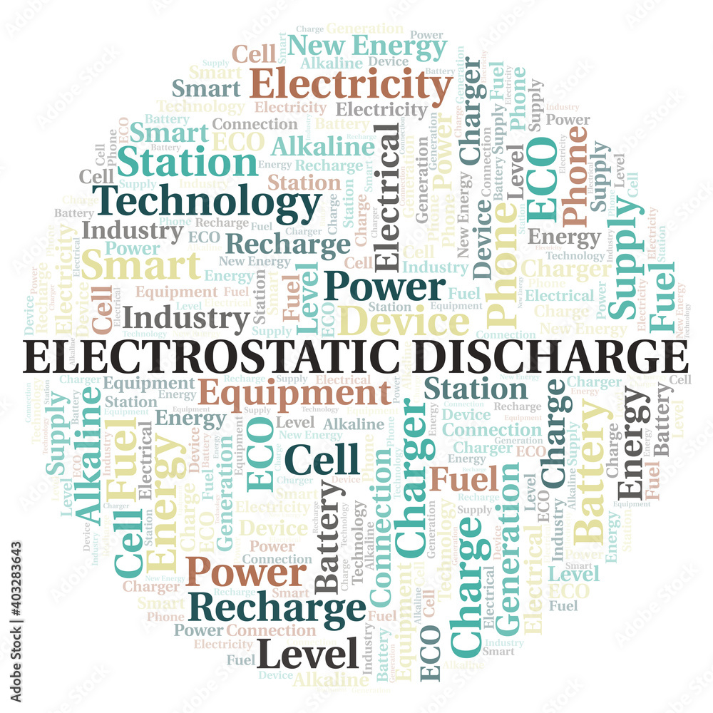 Electrostatic Discharge typography word cloud create with the text only.