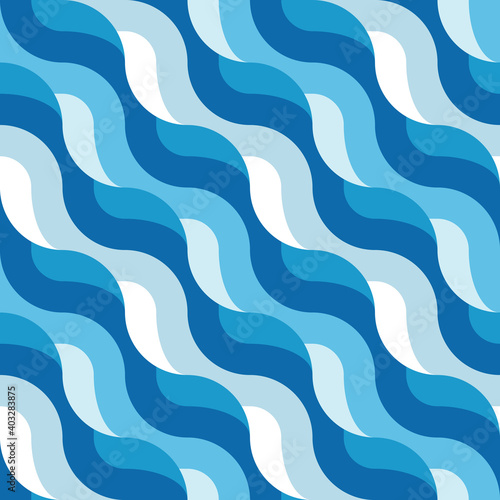Blue background geometric graphic design. Abstract pattern for presentation, website, advertising promotion layout. Decorative mosaic ornament. Vector concept illustration. Blue sea water waves.