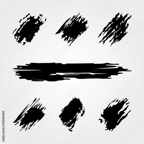 black paint  brush stroke icon set  vector illustration