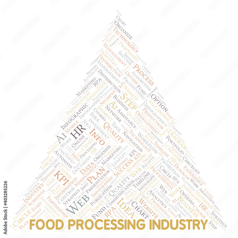 Naklejka premium Food Processing Industry typography word cloud create with the text only.