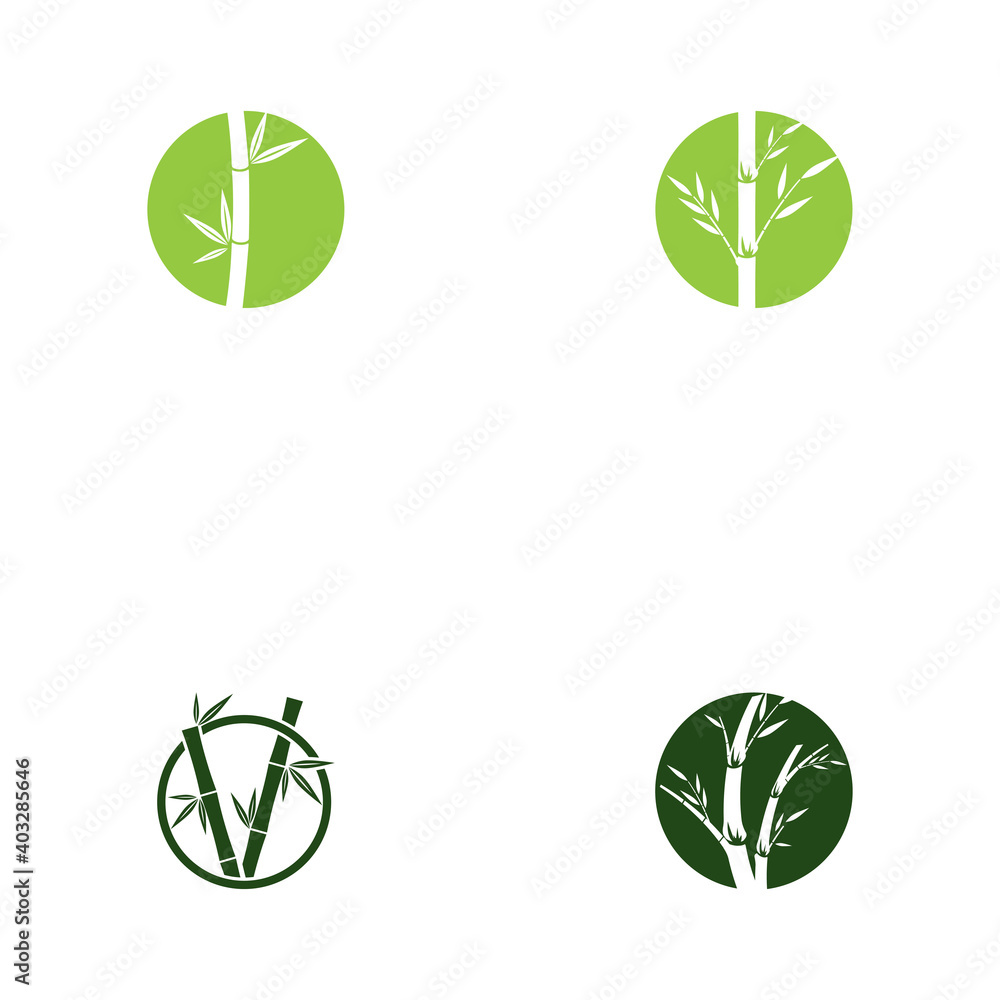 Obraz premium Set Bamboo Logo Template vector icon illustration design