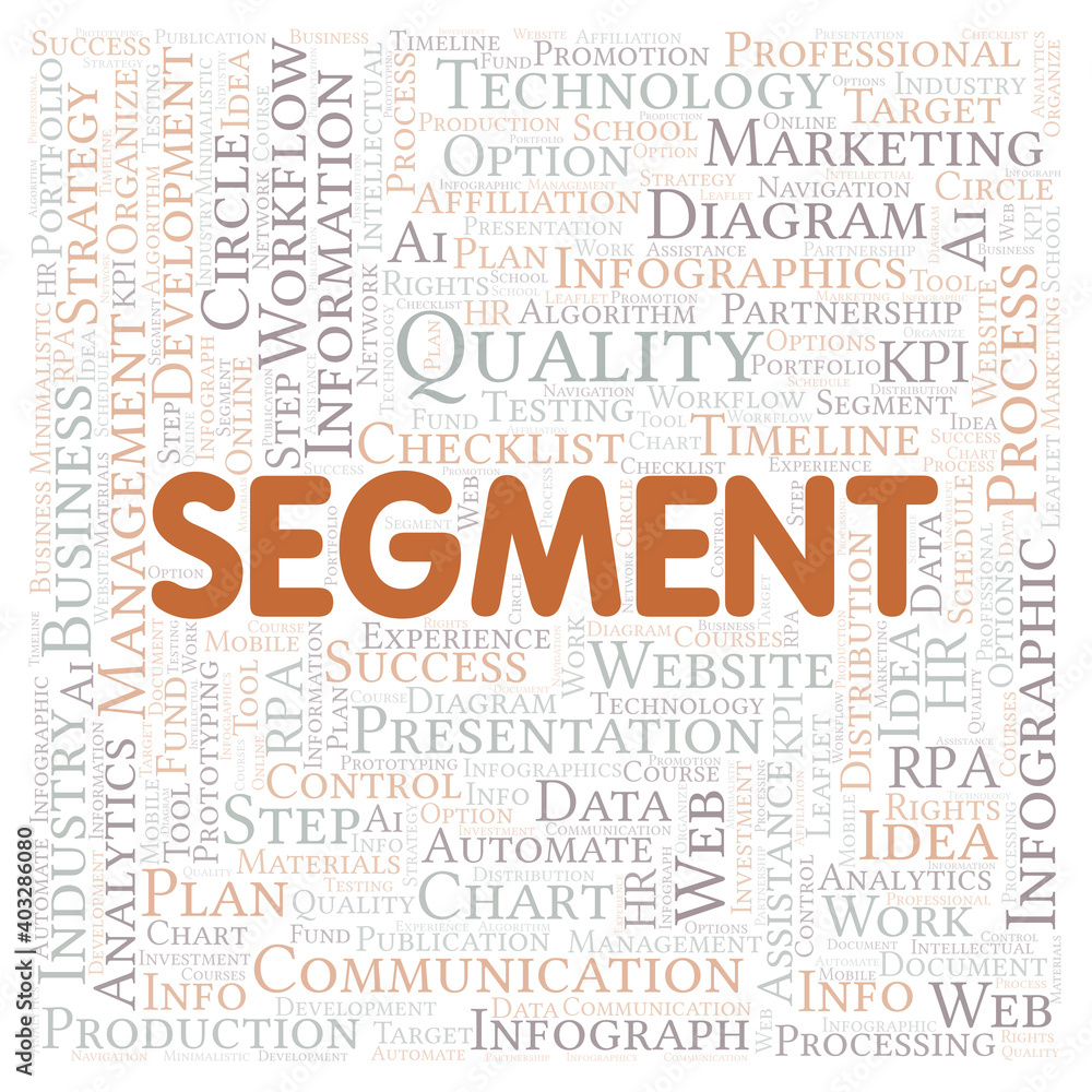 Segment typography word cloud create with the text only.