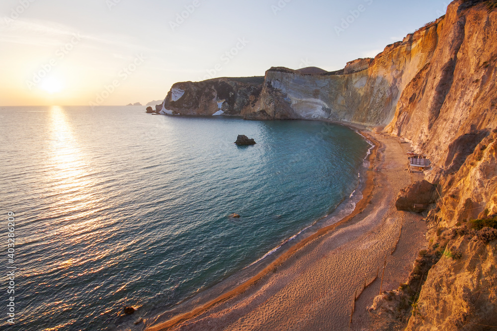 Chiaia di Luna beach at the sunset. Ponza island, Italy