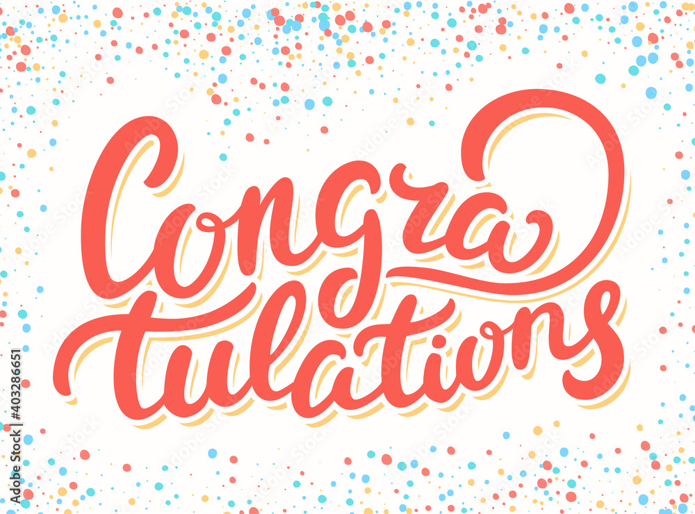 Congratulations. Vector hand drawn lettering banner.