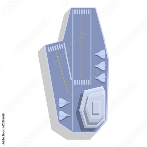Aircraft carrier top view icon. Cartoon of aircraft carrier top view vector icon for web design isolated on white background