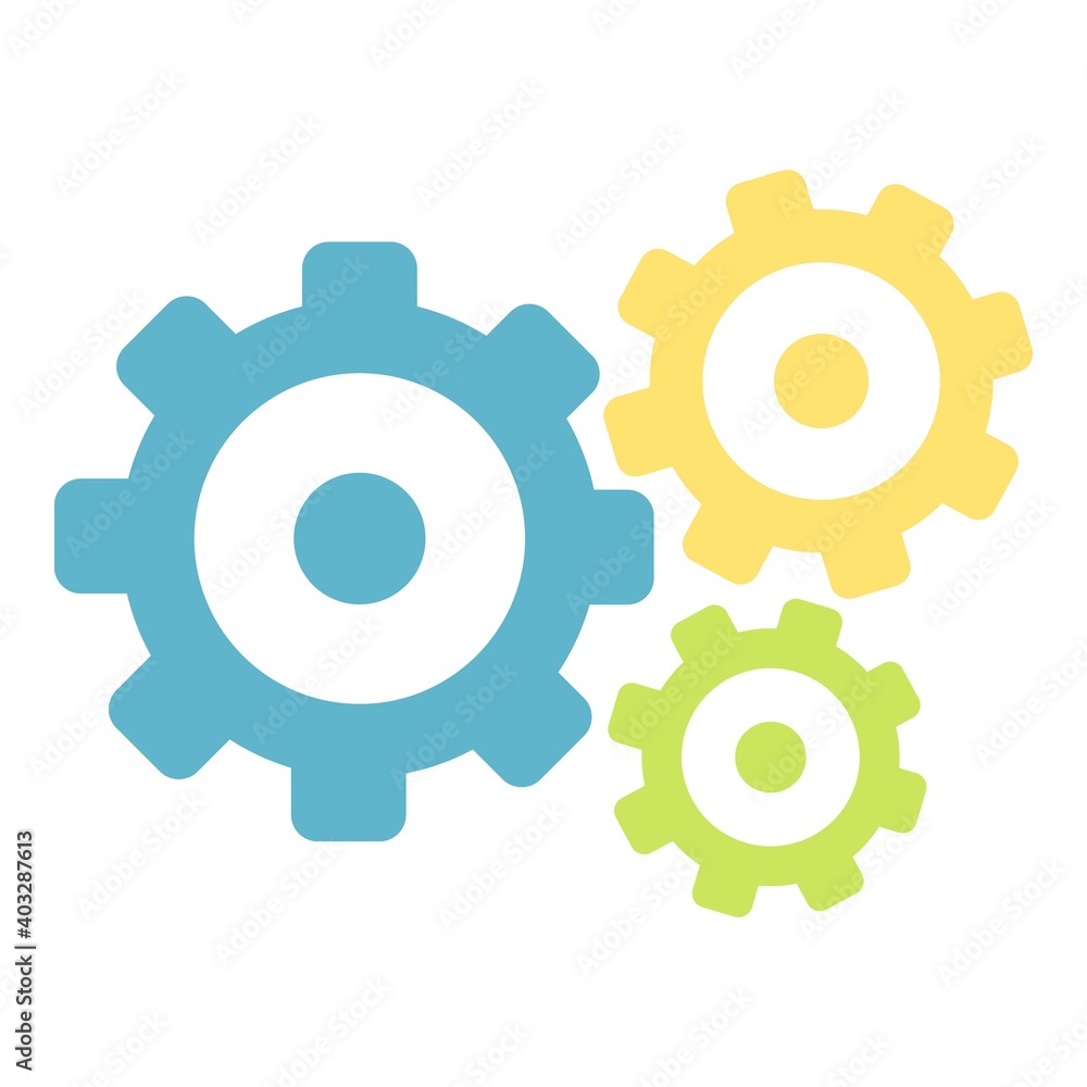 Problem solving gear wheels icon. Cartoon of problem solving gear wheels vector icon for web design isolated on white background Problem solving gear wheels icon. Cartoon of problem solving gear wheels vector icon for web design isolated on white background
