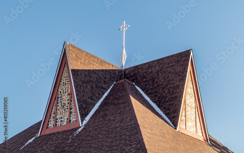 Canvas Print The roof of the chapel in Mother Cabrini shrine near Golden, Colorado