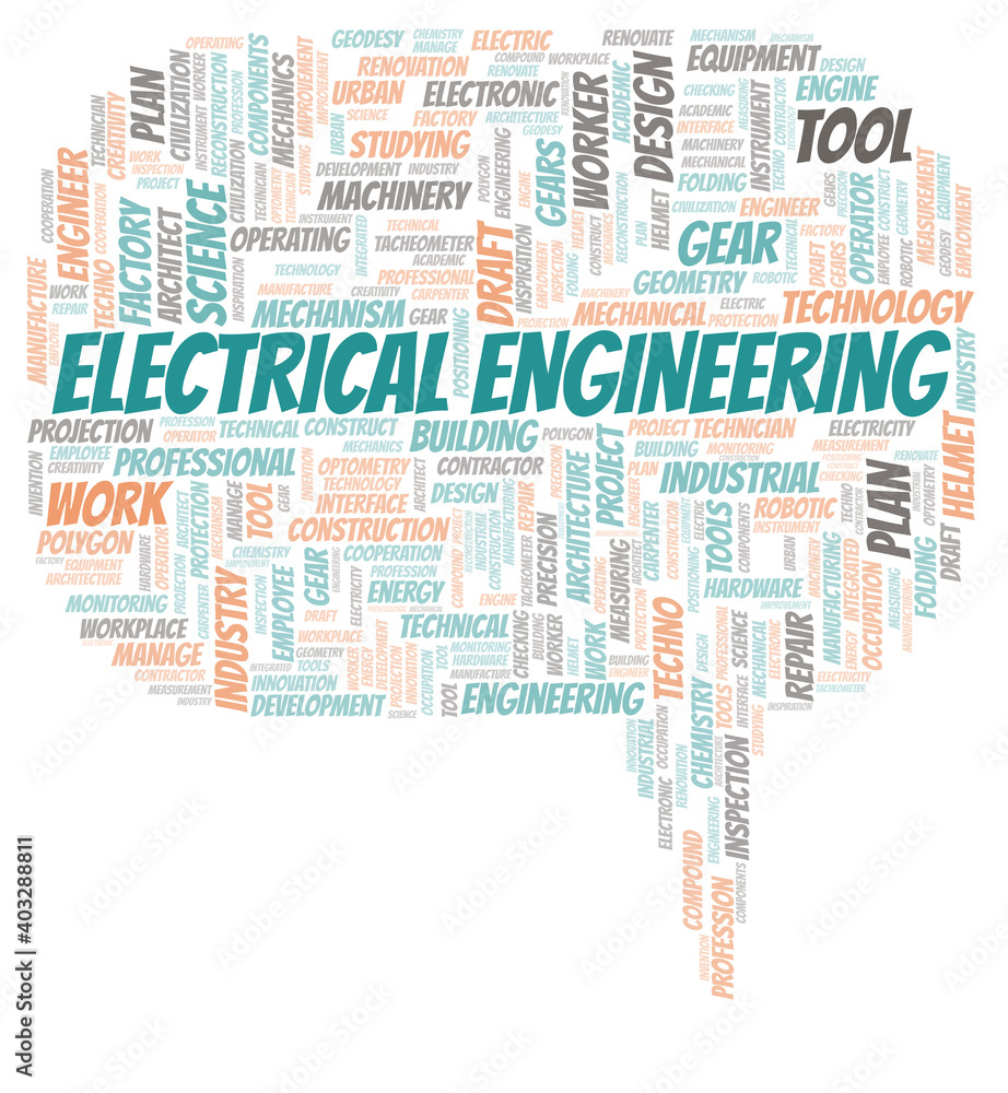 Fototapeta premium Electrical Engineering typography word cloud create with the text only