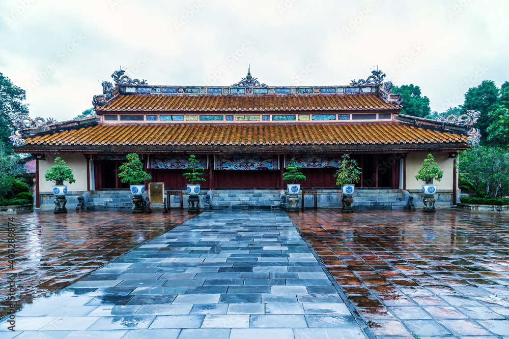 Buddhist temple in the Forbidden Purple City in Hue Imperial Royal Palace, travels in Vietnam. Buddhist temple in the Forbidden Purple City in Hue Imperial Royal Palace, travels in Vietnam.