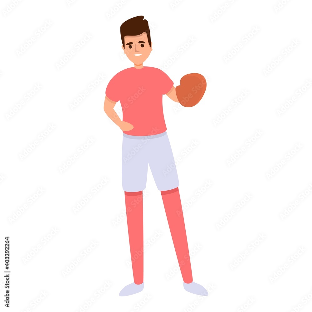 Smiling baseball player icon. Cartoon of smiling baseball player vector icon for web design isolated on white background Smiling baseball player icon. Cartoon of smiling baseball player vector icon for web design isolated on white background