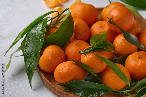 Fresh juicy clementine mandarins, winter time fruits.