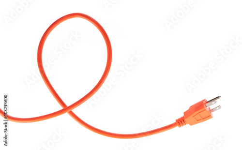 Photography orange extension cord isolated on white background