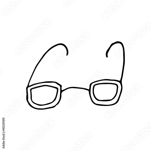 Doodle glasses summer. hand drawn of a glasses summer isolated on a white background. Vector illustration sticker, icon, design element