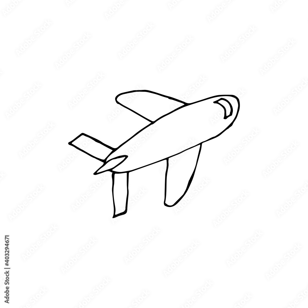 Doodle Aircraft. hand drawn of a Aircraftisolated on a white background. Vector illustration sticker, icon, design element Doodle Aircraft. hand drawn of a Aircraftisolated on a white background. Vector illustration sticker, icon, design element