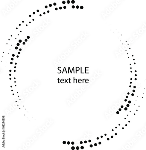 Black vector halftone dotted stripes in ring form. Geometric art. Design element for frame, logo, tattoo, sign, symbol, web pages, prints, posters, template, pattern and abstract background