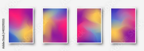 Modern vector template for brochure, leaflet, flyer, cover, catalog in A4 size. Abstract fluid 3d shapes vector trendy liquid colors backgrounds set. Colored fluid graphic composition illustration