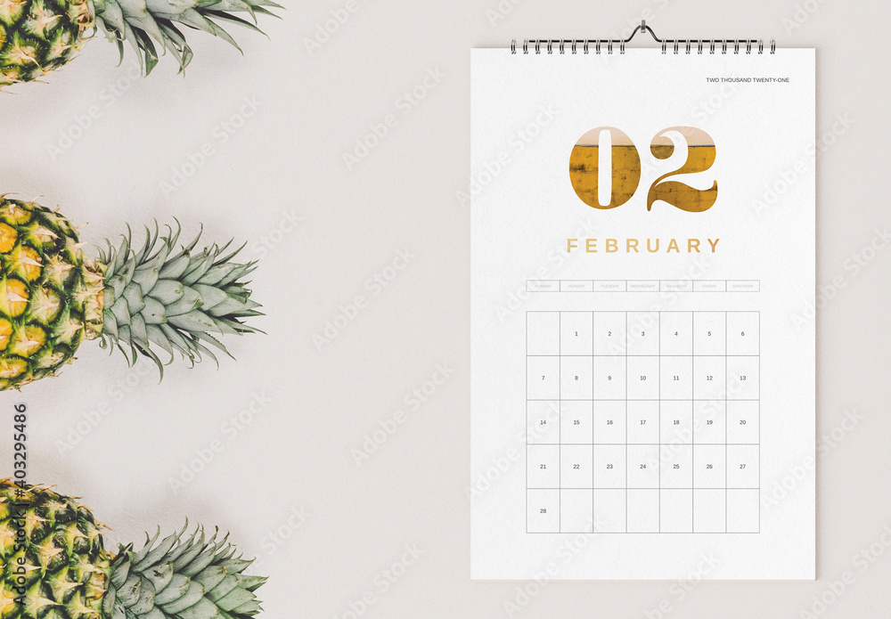 Elegant 2021 Wall Calendar Layout Stock Template | Adobe Stock