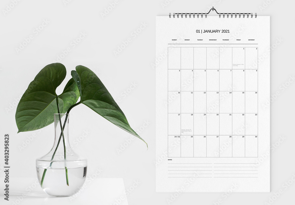 Grid 2021 Wall Calendar Layout Stock Template | Adobe Stock