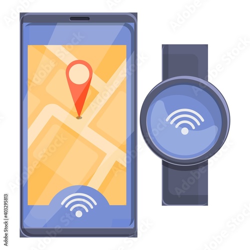 Phone gps location smartwatch icon. Cartoon of phone gps location smartwatch vector icon for web design isolated on white background
