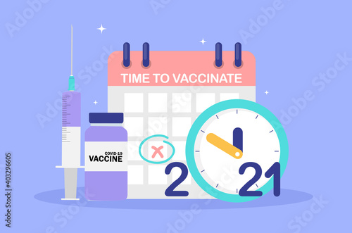 Time to vaccinate 2021 concept.Coronavirus vaccination concept. Vector Illustration EPS10