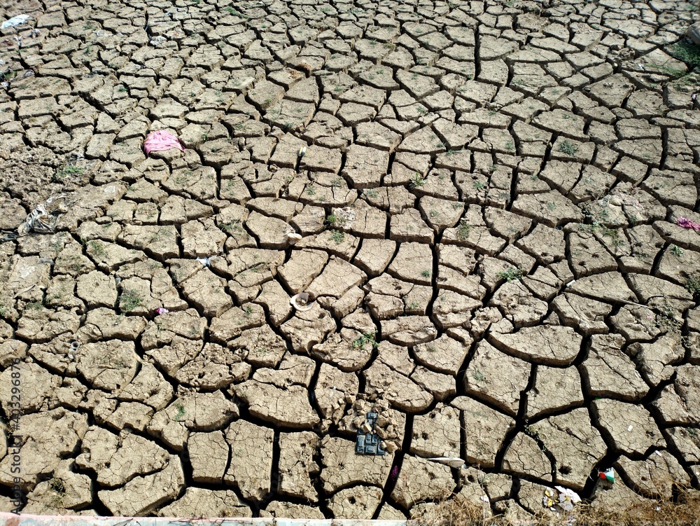 The barren land dried up during the hot summer season. Farmers are facing difficulties in growing crops without water. The barren land dried up during the hot summer season. Farmers are facing difficulties in growing crops without water.