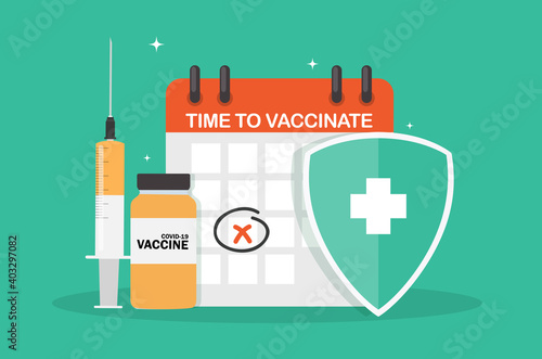 Time to vaccinate 2021 concept.Coronavirus vaccination concept. Vector Illustration EPS10