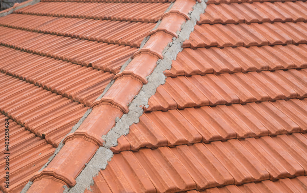 Traditional style ceramic tile roof in Bulgaria, Europe