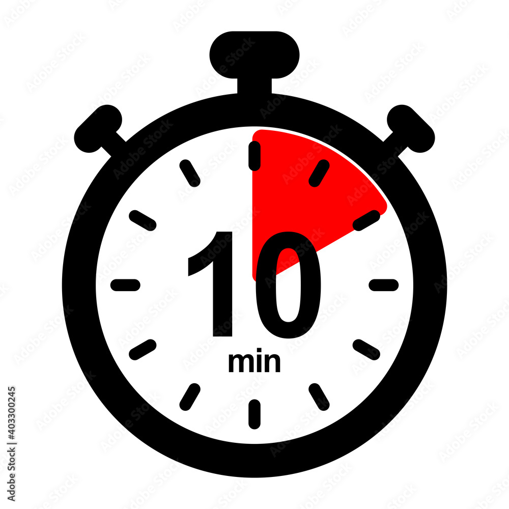 nswi10 NewStopWatchIcon nswi - english - timer and stopwatch icon. - countdown  timer. - 10 minutes - simple black pictogram - xxl e10086 Illustration  Stock | Adobe Stock