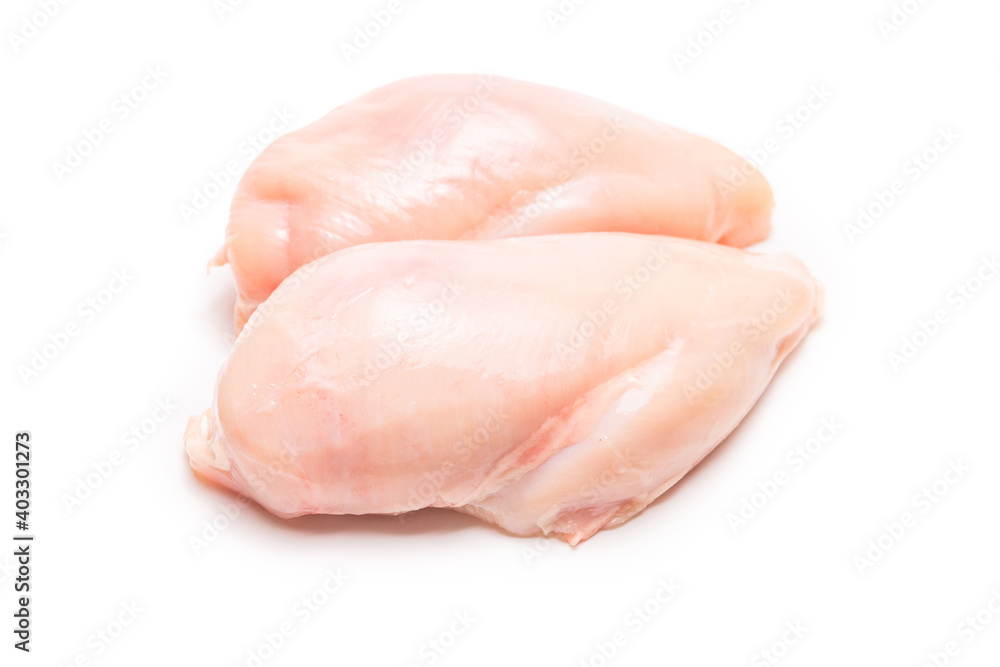 Raw chicken fillet isolated on white background. Raw chicken fillet isolated on white background.