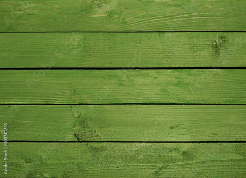 Horizontal wooden boards. Wooden green background